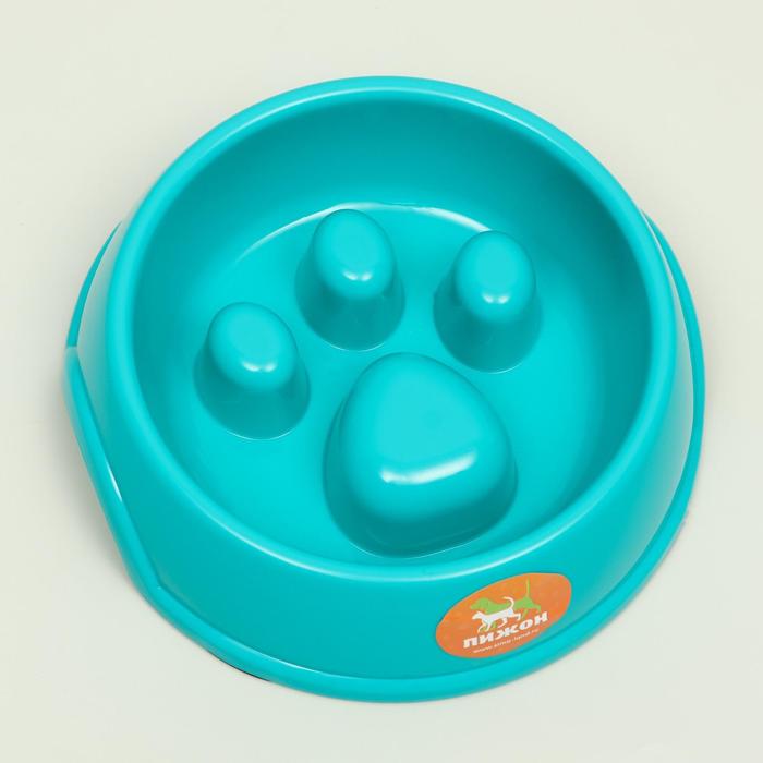 Миска для медленного кормления "Лапа", 400 мл, бирюзовая - Фото 1