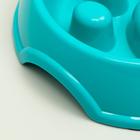 Миска для медленного кормления "Лапа", 400 мл, бирюзовая - Фото 2