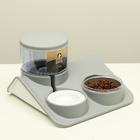 Комплекс для кормления с автопоилкой и съёмной миской, бело-серый - Фото 1