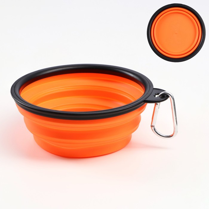 Миска силиконовая, складная, 350 мл, 13 см, оранжевая - Фото 1