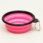 Миска силиконовая, складная, 350 мл, 13 см, розовая - Фото 1