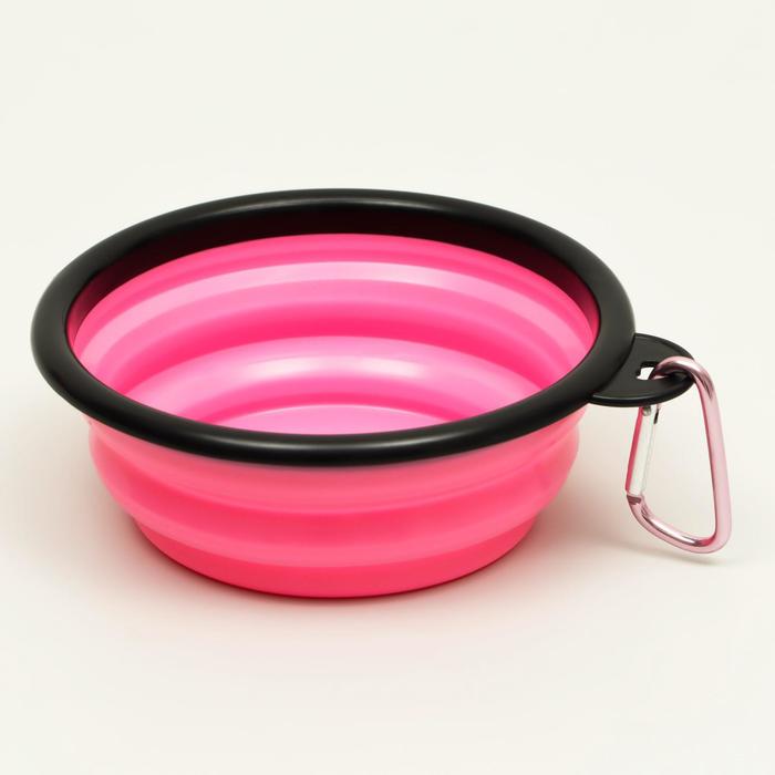 Миска силиконовая, складная, 350 мл, 13 см, розовая - Фото 1