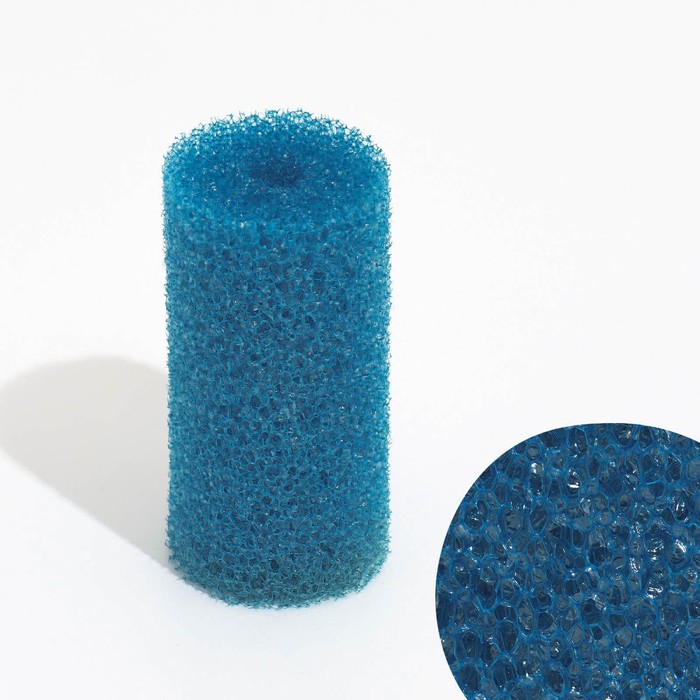 Губка круглая № 1, крупнопористая, 5×5×10 см, синяя - Фото 1