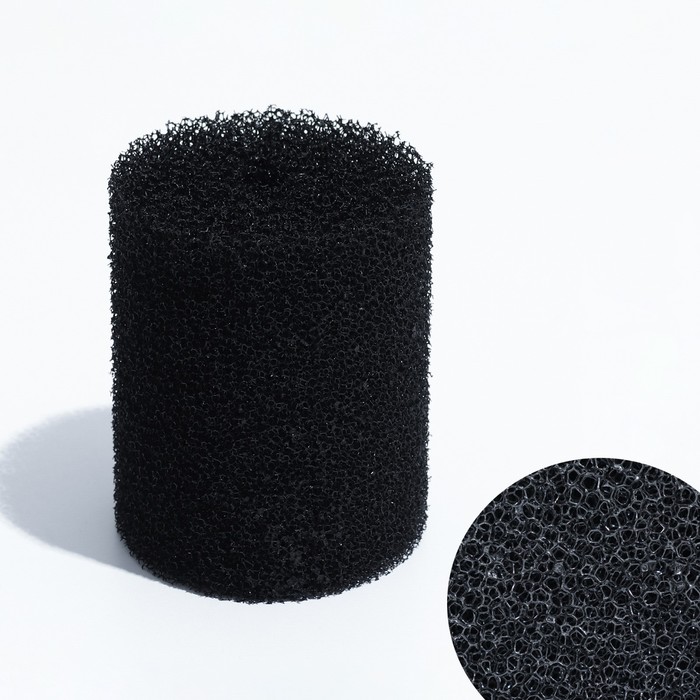 Губка круглая № 3, среднепористая 30 PPI, 8×8×10 см, черная - Фото 1