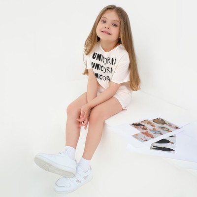 Шорты для девочки с рюшей KAFTAN Unicorn, бежевые, размер 30 (98-104 см)