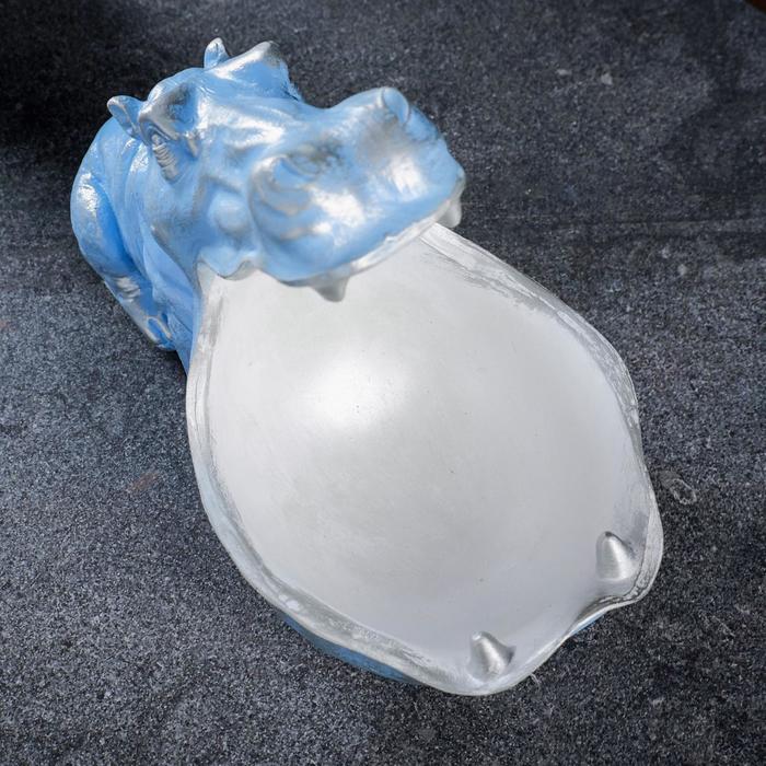 Подставка конфетница "Бегемот" голубое серебро, 22х30см - фото 1905832507