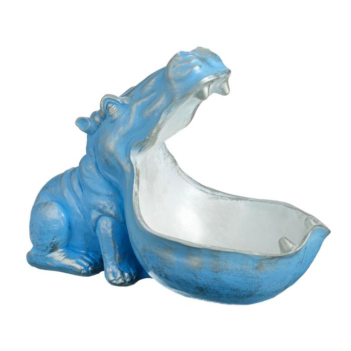 Подставка конфетница "Бегемот" голубое серебро, 22х30см - фото 1905832508