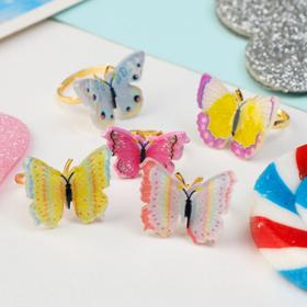 Кольцо детское «Бабочки», форма МИКС, цвет МИКС, безразмерное (комплект 36 шт)