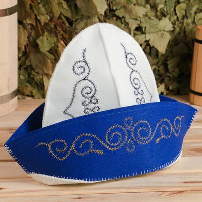 Шапка для бани и сауны, с вышивкой «Казахстанский колпак», полиэфир 70%, шерсть 30%, «Добропаровъ»