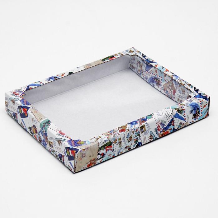 Коробка сборная крышка - дно с окном, «Новогодняя почта», 26×21×4 см