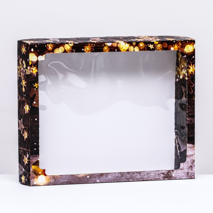 Коробка сборная крышка - дно с окном, «Исполнения желаний», 26×21×4 см