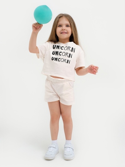 Шорты для девочки с рюшей KAFTAN Unicorn, бежевые, размер 28 (86-92 см)