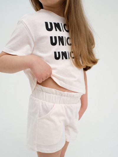 Шорты для девочки с рюшей KAFTAN Unicorn, бежевые, размер 28 (86-92 см)