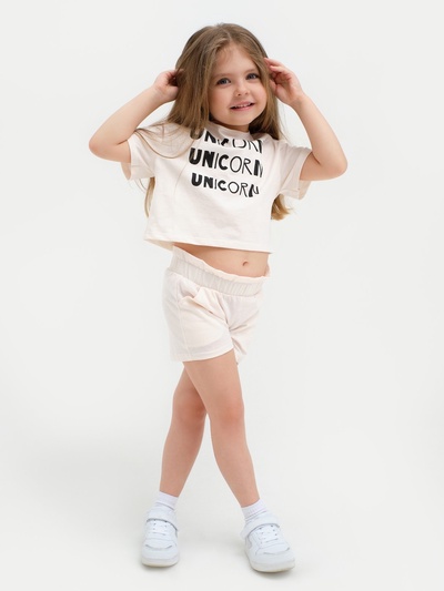 Шорты для девочки с рюшей KAFTAN Unicorn, бежевые, размер 28 (86-92 см)