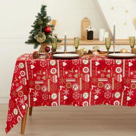 Скатерть «Этель. Reindeer», 130×130 см, красная