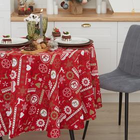 Скатерть «Этель. Reindeer», d=180 см, красная