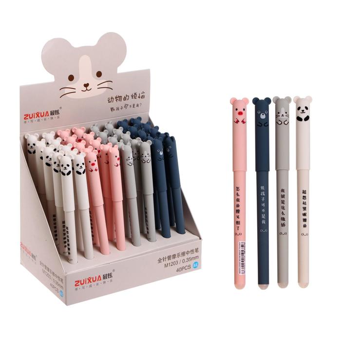 Стираемая ручка, гелевая, синий стержень, узел 0.35 мм, МИКС - Фото 1