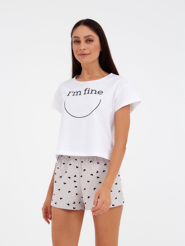 Пижама женская (футболка, шорты) KAFTAN I'm fine, размер 48-50