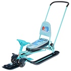 Снегокат с колёсами «Тимка спорт 6 Динозавр», ТС6/Д, с родительской ручкой, со спинкой и ремнём безопасности, цвет голубой - Фото 7