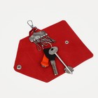 Ключница, длина 11 см, отдел на кнопке, 7 карабинов, цвет красный - фото 6456868