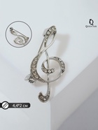 Брошь «Скрипичный ключ» сияние, цвет белый в серебре 6869929