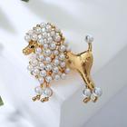 Брошь «Пудель» бусинки, цвет белый в золоте - Фото 1