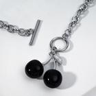 Кулон «Цепь» ветка вишни, чёрный в серебре, 45 см - Фото 2
