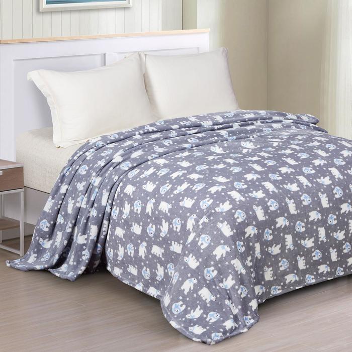 Плед новогодний, 100×150 см, корал-флис, серый - Фото 1