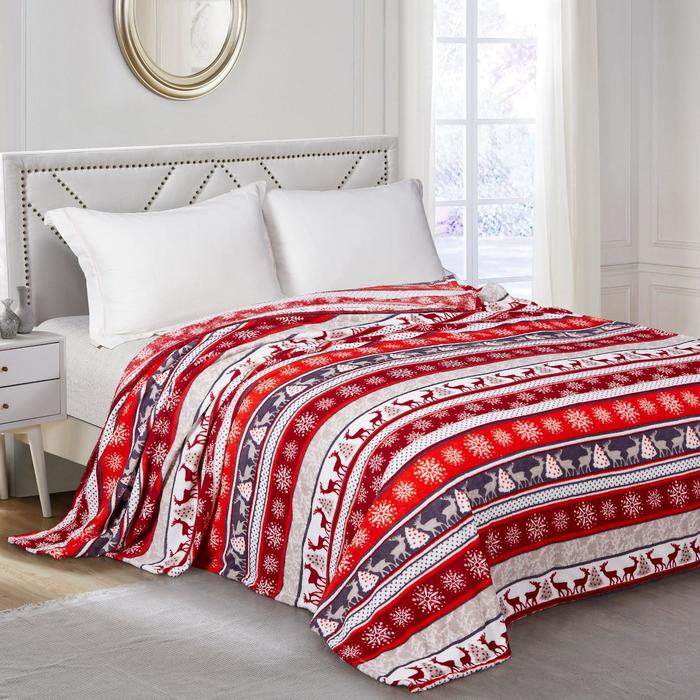 Плед новогодний, 180×200 см, корал-флис,165 г/м² - Фото 1