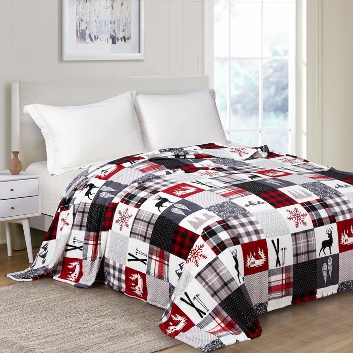 Плед новогодний, 100×150 см, корал-флис, 165 г/м² - Фото 1