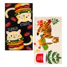 Новогодние полотенца (подарочный набор 2 шт.) "Доляна" Tigbyrger 35х60 см, 100% хлопок, 160 г/м2 - Фото 1