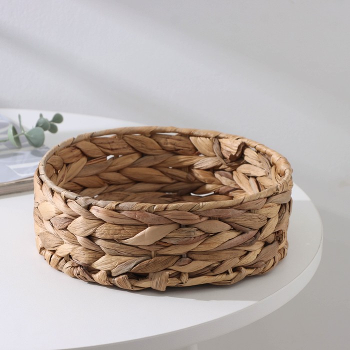 Корзина для хранения плетёная ручной работы Доляна «Крестьянка», плетёная, 21×21×7 см, цвет бежевый - Фото 1