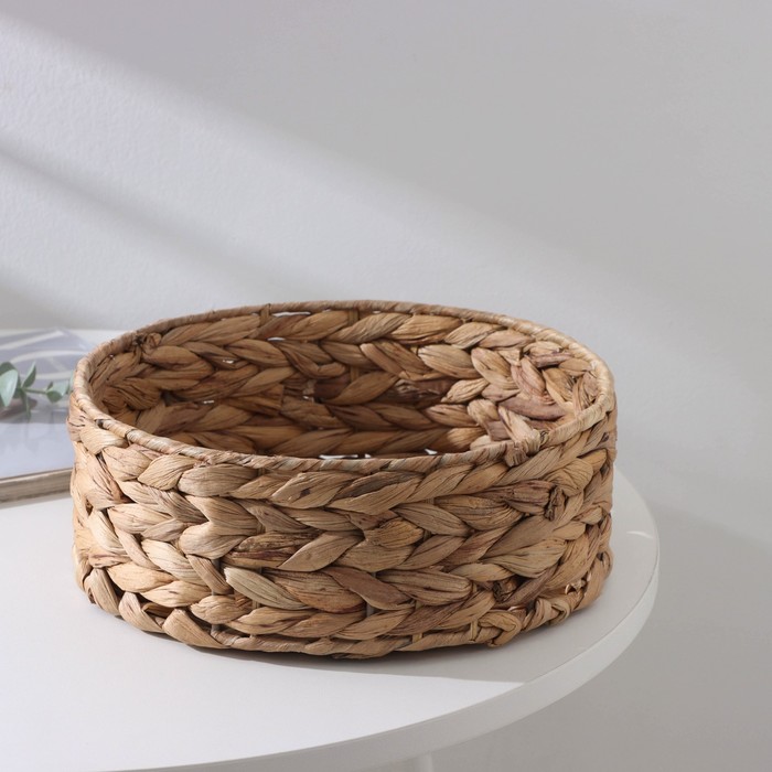 Корзина для хранения плетёная ручной работы Доляна «Крестьянка», плетёная, 25×25×7 см, цвет бежевый - Фото 1