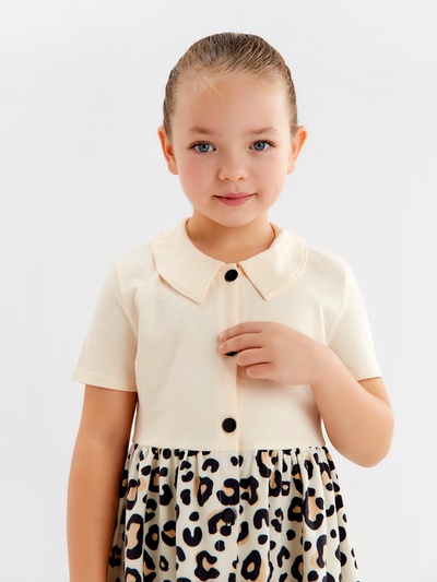 Платье детское на пуговках KAFTAN Trendy, бежевое, размер 28 (86-92 см)