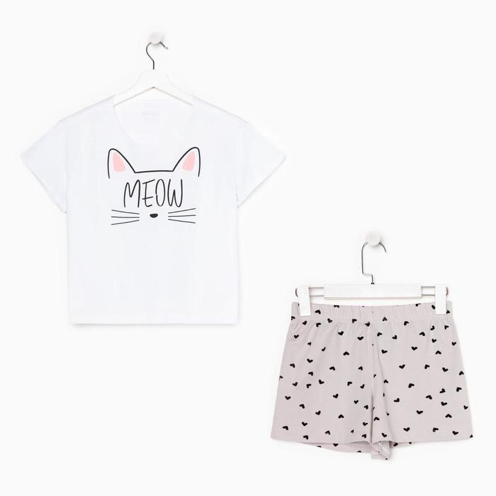 Пижама женская (футболка, шорты) KAFTAN Meow, размер 48-50
