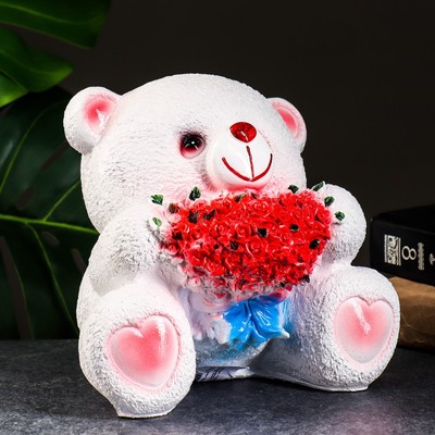 Копилка для денег «Мишка с букетом», гипс, 19×20 см