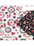 Бумага упаковочная новогодняя глянцевая «Рождественские веночки», двусторонняя, 70×100 см - Фото 1