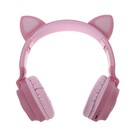 Наушники Hoco W27, беспроводные, накладные, микрофон, Bluetooth 5.0, 300 мАч, подсветка, розовые - Фото 3