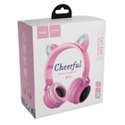 Наушники Hoco W27, беспроводные, накладные, микрофон, Bluetooth 5.0, 300 мАч, подсветка, розовые - Фото 9