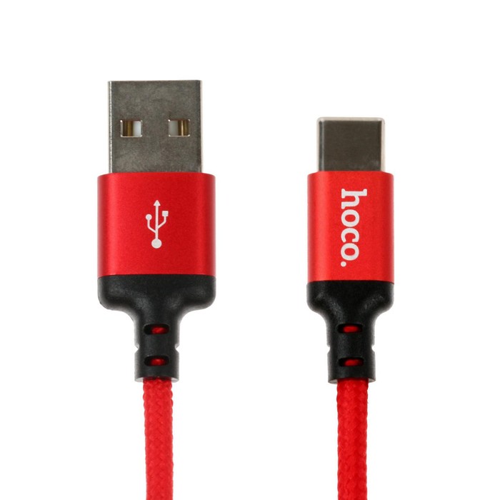 Кабель Hoco X14 Times Speed, Type-С - USB, 3 А, 1 м, черно-красный - фото 51453615