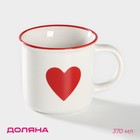 Кружка фарфоровая Доляна «14 февраля. Сердце», 370 мл, цвет белый - Фото 1
