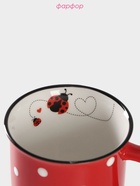 Кружка фарфоровая Доляна «Божья коровка», 370 мл, цвет красный - Фото 2