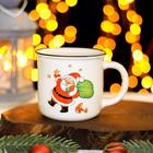 Кружка фарфоровая Доляна «Дедушка Мороз», 380 мл, цвет белый - Фото 1