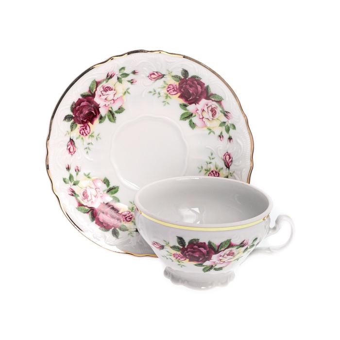 Чашка с блюдцем Bernadotte «Английская роза, отводка золото», 205 мл - фото 1908742126