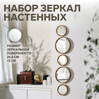 Настенные зеркала «Бамбук», набор - 5 шт, d зеркальной поверхности 20,5/13 см, цвет золотистый - фото 318594845