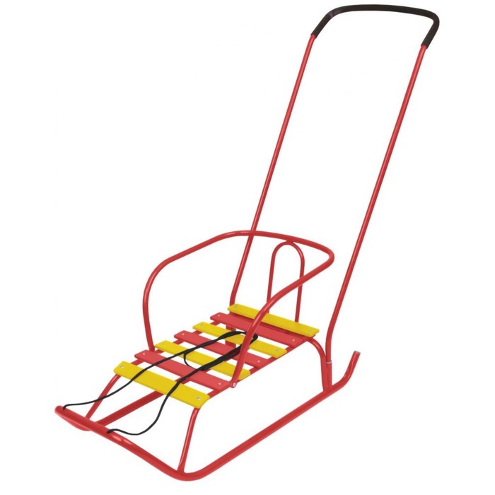 Санки детские «Ветерок 2», с ручкой, цвет алый - Фото 1