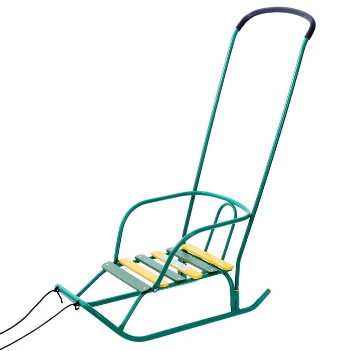 Санки детские «Ветерок 6», с ручкой, цвет зелёный - Фото 1