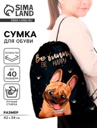 Мешок для обуви «Бульдожка» (с карманом) 42×34 см - Фото 1