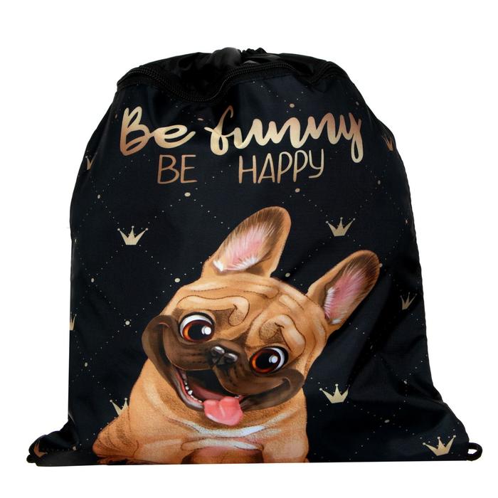 Мешок для обуви «Бульдожка» (с карманом) 42×34 см - Фото 1