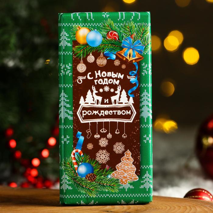 Шоколад молочный "Рождественские узоры" Британия, зеленый, 100 г - Фото 1